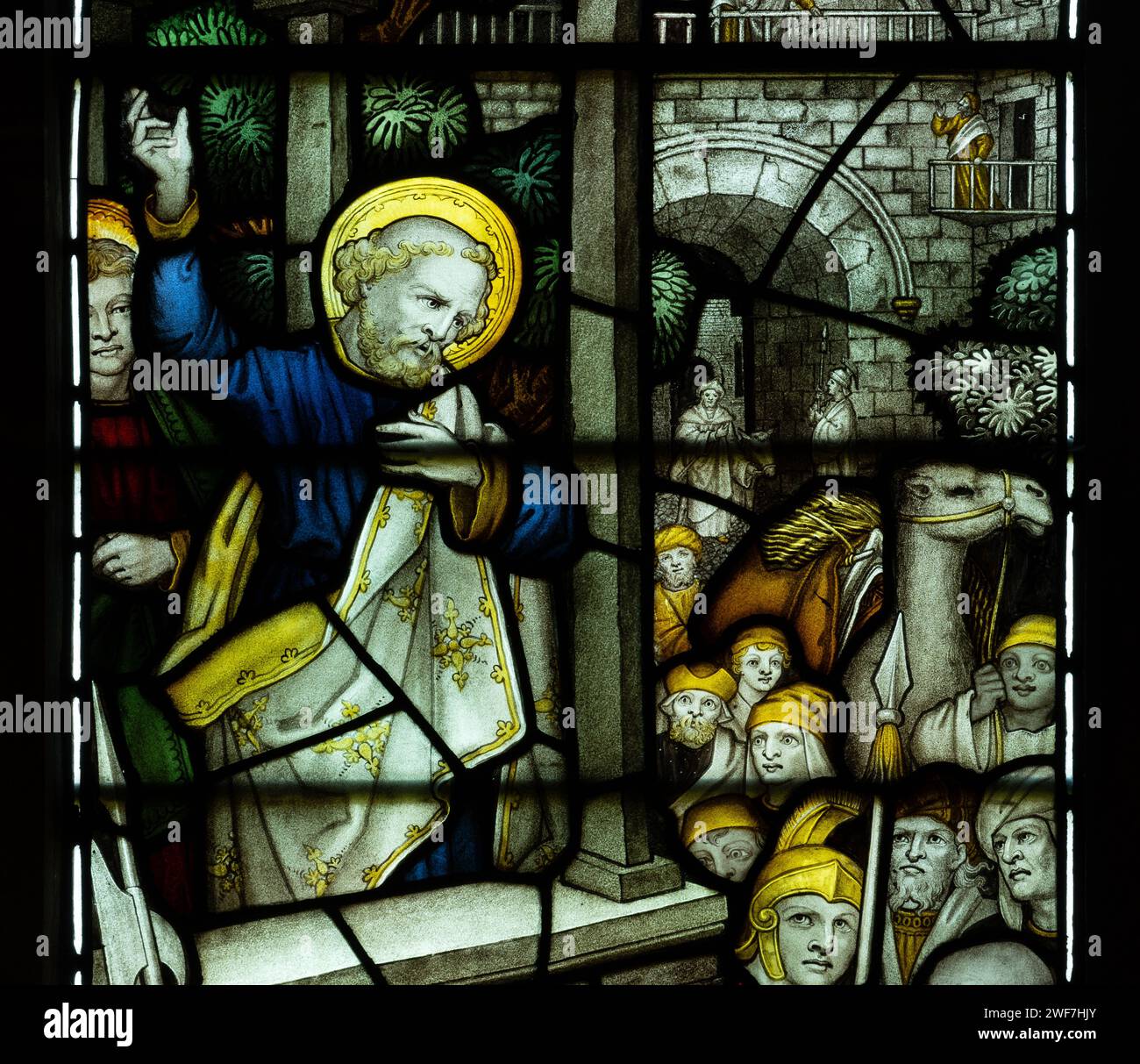 Stained glass in St. Mary`s Church, Barby, Northamptonshire, England